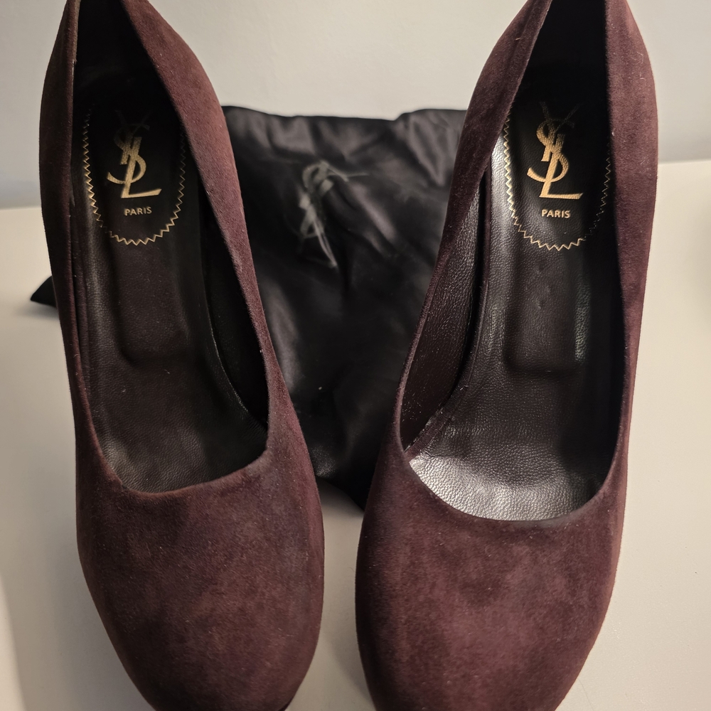 Yves Saint Laurent Chocolate Brown Suede Heels